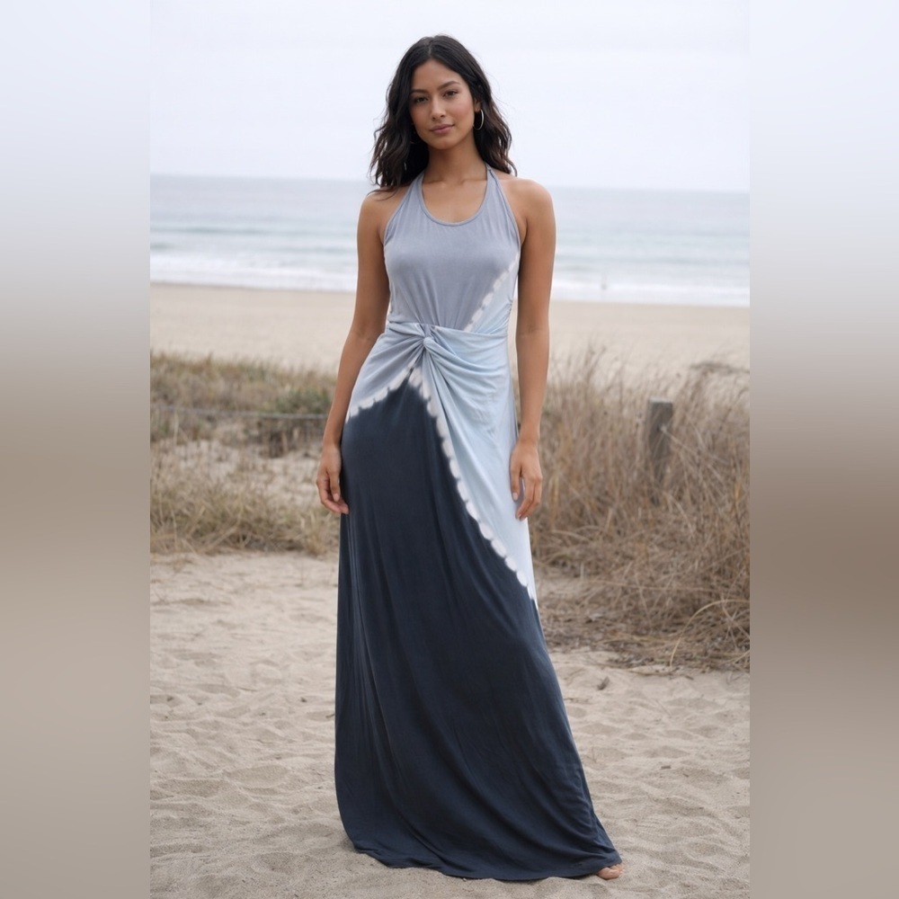 Hamptons Maxi Dress Blue Grey Tie - Dye Ruching 
YOUNG, FABULOUS & BROKE XS / 2